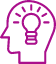 Icon of a human head with a lightbulb inside, symbolizing an idea or innovation.
