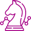 Icon of a knight chess piece with connection nodes, representing strategy and planning.