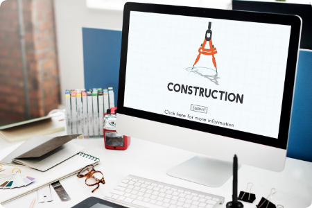 Construction website on desktop