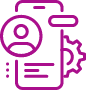Smartphone icon with user profile and settings.