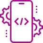Smartphone icon with coding brackets.