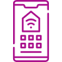 Smartphone icon with smart home interface.