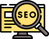 Magnifying glass over SEO text