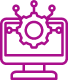 Computer monitor with a gear icon representing software configuration.