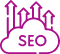 SEO cloud with upward arrows.
