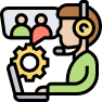 Person at a laptop with a headset, symbolizing tech support or customer service.