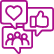 Chat bubbles with heart, thumbs up, and group, symbolizing social engagement.