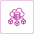 Cloud database icon showing data storage and network connectivity.