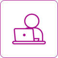 Person using a laptop icon representing individual work or remote work.