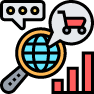 Global e-commerce market research icon illustration