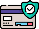 Secure credit card payment icon illustration