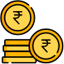 Icon of Indian Rupee coins representing money or financial transactions.
