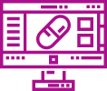 Monitor displaying a pill icon