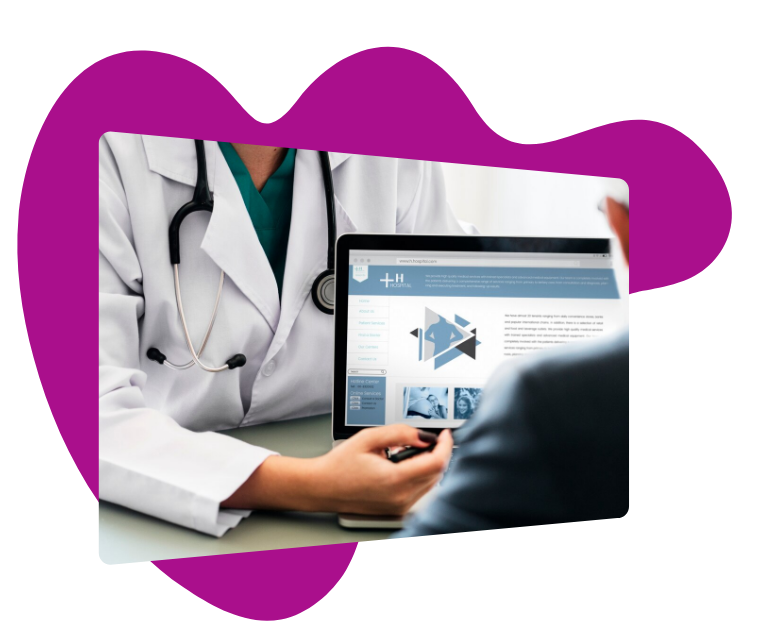 Doctor showing medical data on a computer to a patient