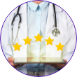 Doctor holding a tablet with five stars