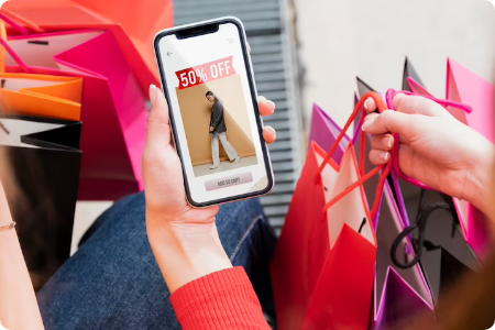 Mobile shopping with 50% off sale