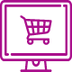 Desktop screen with a shopping cart icon indicating e-commerce.