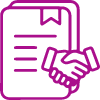 Handshake over document representing agreement or partnership