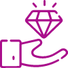 Hand holding a diamond representing premium service or value 