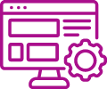 Computer screen with layout blocks and gear icon