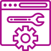Browser window with wrench and gear