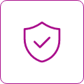 Shield icon with a checkmark representing security.