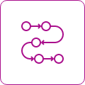 Icon of a flowchart showing connected process steps.