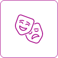 Comedy and tragedy theater masks icon.