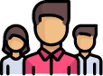Icon of three people representing a group or community.