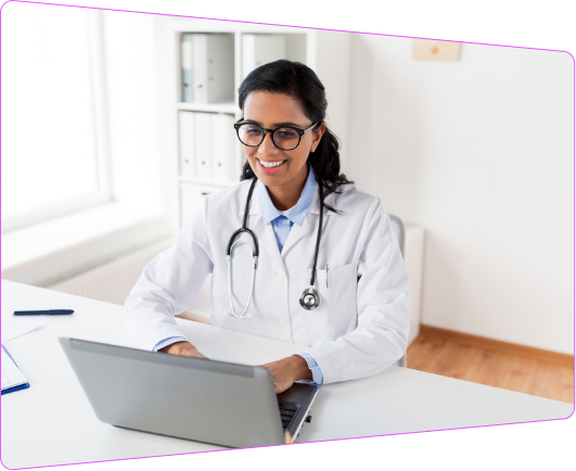 Female doctor providing online medical consultation